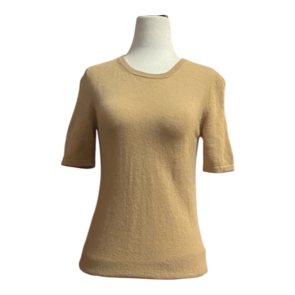 Denner Cashmere camel coloured short sleeve sweater. Sz S - Picture 4 of 15
